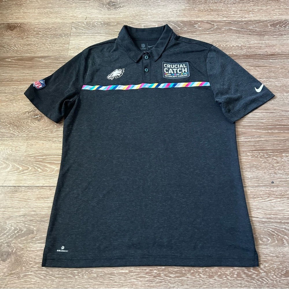 Philadelphia Eagles Crucial Catch Polo Shirt Mens Large Nike Dri Fit
